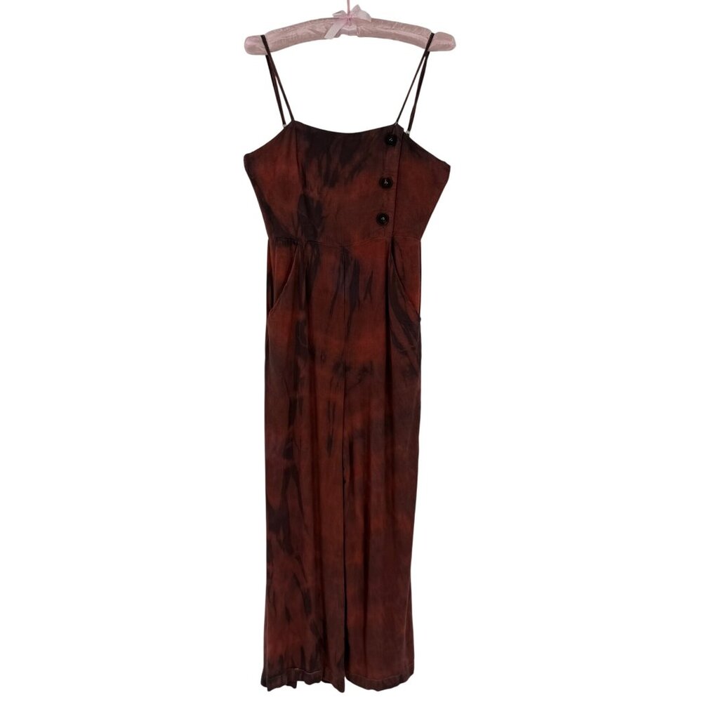 Vtg Forever 21 Custom Tie Dye Wide-Leg Linen Jumpsuit | Boho Hippie Y2K Coastal - Picture 13 of 16